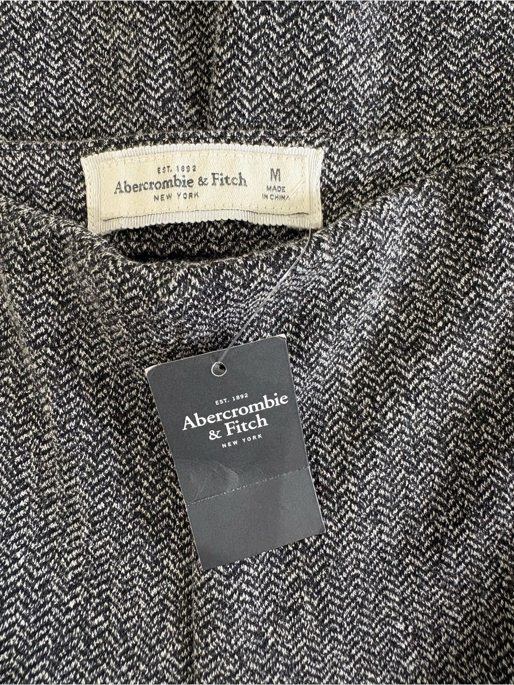 Abercrombie & Fitch Sloane Wide Leg Trouser Pants Gray Herringbone NWT Size M - Picture 6 of 7